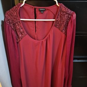 Torrid Red Sequin Blouse